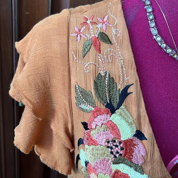 Mauve Anthropologie Maxi dress cinnamon color Embroidered top+amenities size 6 - Picture 6 of 16